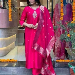 nyrika Women Embellished Straight Kurta Suit Set image 5