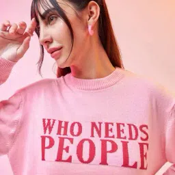 bewakoof Women Typographic Print Pullover image 5