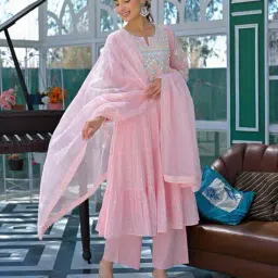 tanuka Women Embroidered Flared Kurta Suit Set image 5