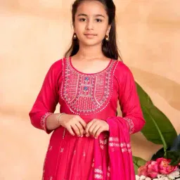 muhuratam Girls Embroidered Kurta Suit Set image 5