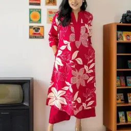 svaraa Women Floral Print Straight Kurta Set image 5