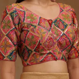 soch Women Satin Ethnic Motif Padded Blouse  image 5