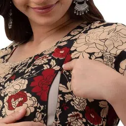 biffy Women Floral Print Fit & Flare Maternity Dress image 5