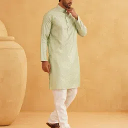 sojanya Men Embellished Long Kurta with Mandarin Collar image 5
