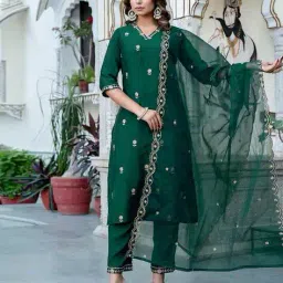 svaraa Women Embroidered Straight Kurta Set image 5
