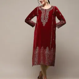 biba Women Embroidered Straight Kurta image 5