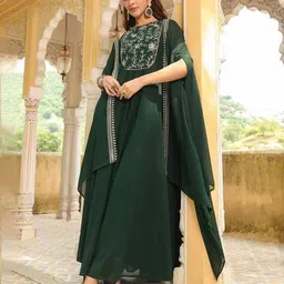 janasya Women Embroidery Fit and Flare Dress image 5