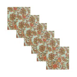 handicraft-palace 6 Pieces Floral Block Print Cotton Dinner Table Napkins image 5