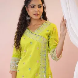 fashor Women Embroidered Straight Kurta & Palazzos Set image 5