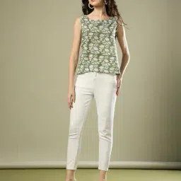 indie picks Handblock Print Cotton Sleeveless Top image 5