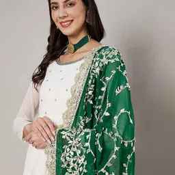 muffly Women Embellished & Embroidered Dupatta with Cut-Work Border image 5