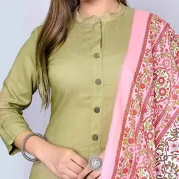 mauka Women Mandarin-Collar A-Line Kurta Set image 5