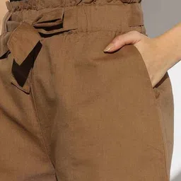 proearth by azorte Women Linen Blend Tie-Up Shorts image 5