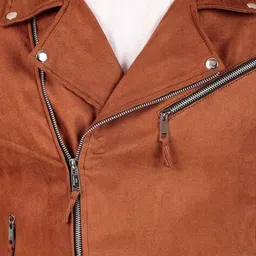 leather retail Men Zip-Front Regular Fit Bikers Jacket image 5