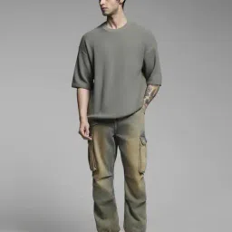 jack & jones Men Ribbed Oversized Crew-Neck T-Shirt image 5