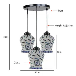 devansh Set of 3 Printed Glass Hanging Lamps image 5