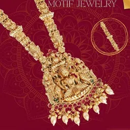 mansiyaorange Women Gold-Plated Temple Necklace & Earrings Set image 5