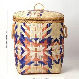 habere india Colourblock Laundry Basket with Lid image 5