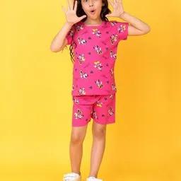 kuchipoo Girls Pack of 3 Typographic Pattern Shorts with Top image 5