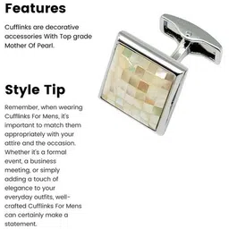 the tie hub Men Square Shaped Stone-Studded Cufflinks image 5