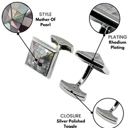 the tie hub Men Square Shaped Stone-Studded Cufflinks image 5