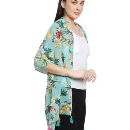 stole villa Pack of 2 Women Floral Print Scarfs with Tassels image 5