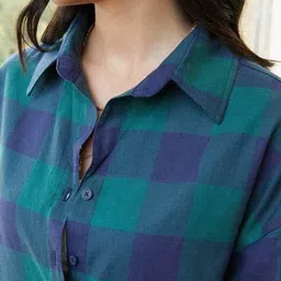 campus sutra Women Checked Oversized Shirt image 5