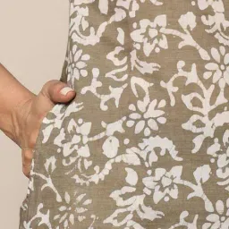 indie picks Handblock Print Schiffli Embroidered Straight Kurta image 5