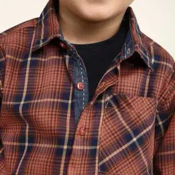 bonkids Boys Checked Regular Fit Shirt with Patch Pocket image 5