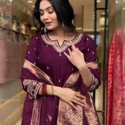 nyrika Women Embroidered Straight Kurta Suit Set image 5