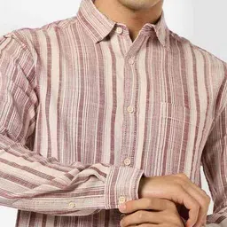 dnmx Men Striped Regular Fit Shirt with Patch Pocket image 5