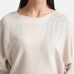 kazo Women Embellished Batwing Pullover image 5