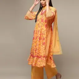 biba Women Floral Print A-Line Kurta with Pants & Dupatta-picture-30