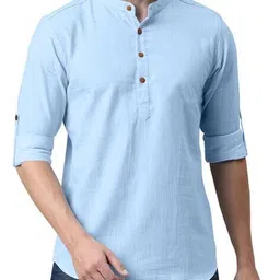 zbio Men Mandarin-Collar Regular Fit Shorts Kurta image 1