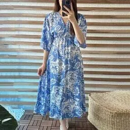 leia Women Floral Print V-Neck Fit & Flare Dress-picture-40