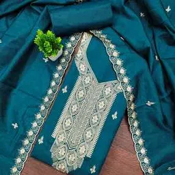 svaraa Women Embroidered 3-Piece Unstitched Dress Material-picture-12