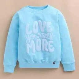 Girls Typographic Print Regular Fit Round-Neck Sweatshirt -image-70