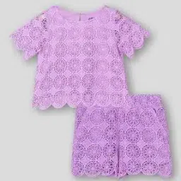 kg frendz Girls Slim Fit Lace Top & Shorts Set-picture-22