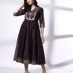 avaasa set Women Micro Print Fit & Flare Dress-picture-38