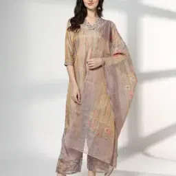 avaasa set Women Printed Straight Kurta with Pants & Dupatta-picture-18