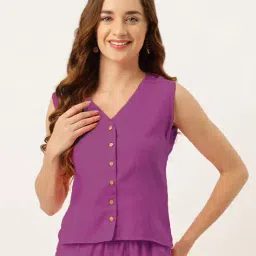 molcha by babita singh Women V-Neck Tunic with Sleeveless image 1