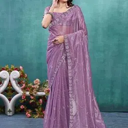 Women Embroidered Saree with Contrast Border-image-21