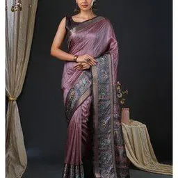 ri-wah Women Floral Woven Banarasi Saree with Contrast Border-picture-33