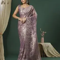 saree mall Women Embroidered Design Gota Patti Organza Embroidered Saree Traditional Saree-picture-26