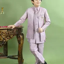 bt dezines Sequins Embroidered Sherwani Jacket with Kurta & Pyjamas SetSet-picture-14