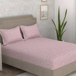 portico 220 TC Floral Print Super King-Size Bedsheet with Pillow Covers image 1