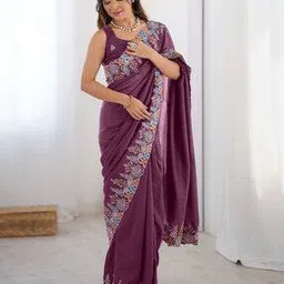ri-wah Women Embroidered Design Cutwork Traditional Saree-picture-35