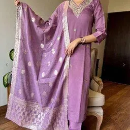 nyrika Women Embroidered Straight Kurta with Pants & Dupatta-picture-32