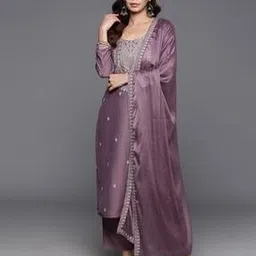 nyrika Women Embroidered Straight Kurta with Pants & Dupatta Set-picture-34