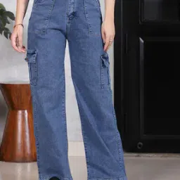 Shein Full Length Stone Wash Cargo Style Jeans-picture-12